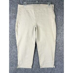NYDJ Women's Size 6 Konrad Side Slit Skinny Capri Jean Khaki Stretch